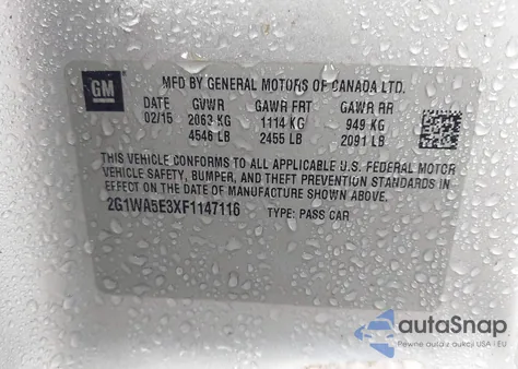 2015 Chevrolet Impala Limited Ls z USA, uszkodzony, nr VIN 2G1WA5E3XF1147116